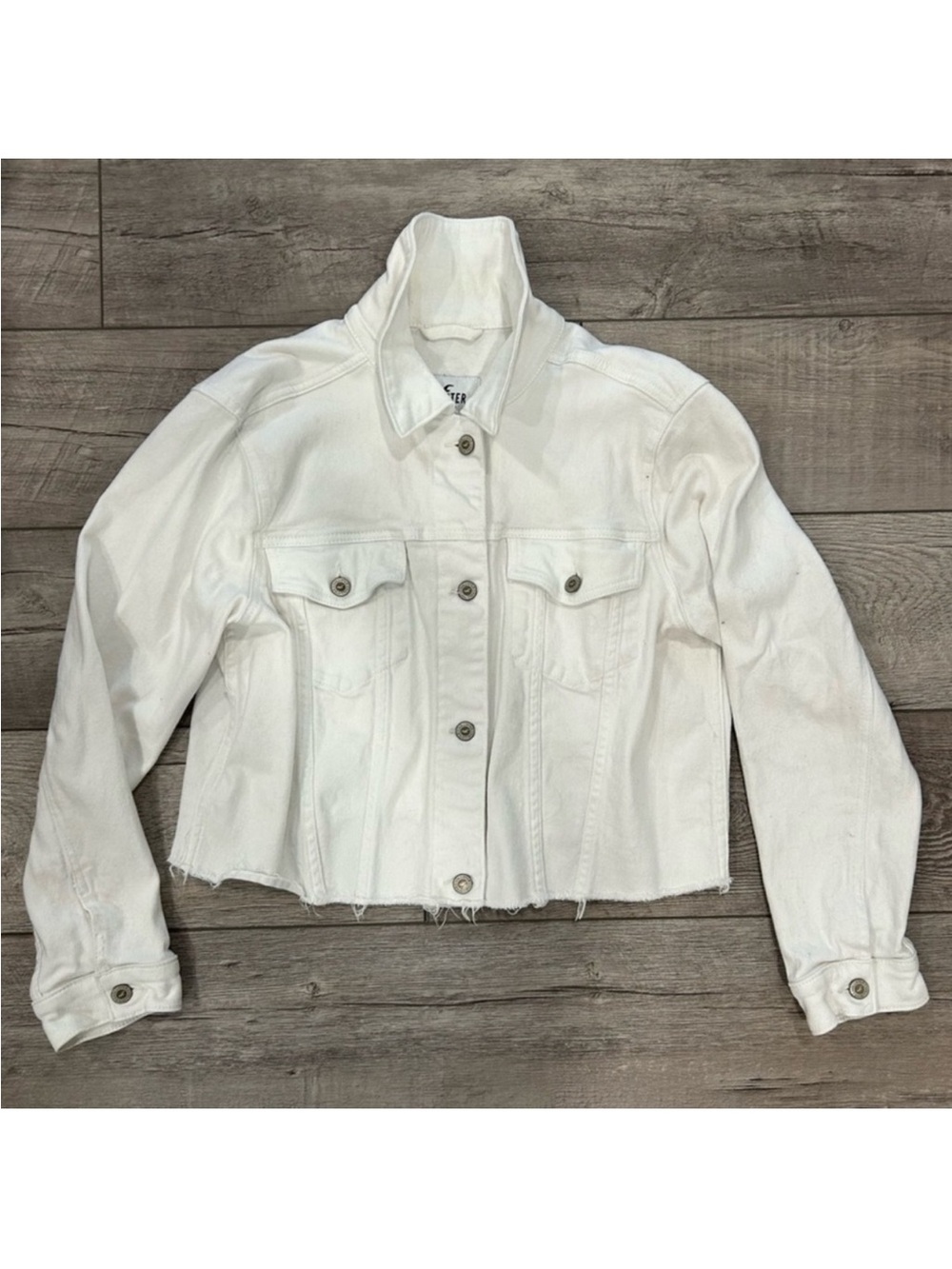 Hollister White Cropped Denim Jacket